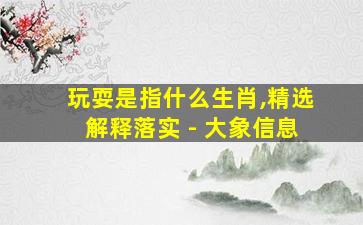 玩耍是指什么生肖,精选解释落实 - 大象信息